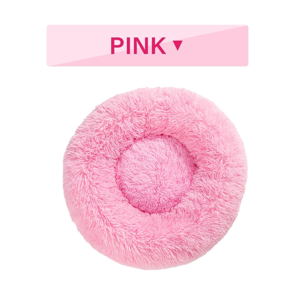 Fluffy Donut Dog Bed | Calming Plush Pet Bed for Dogs & Cats – Warm, Soft & Washable Comfort Bed