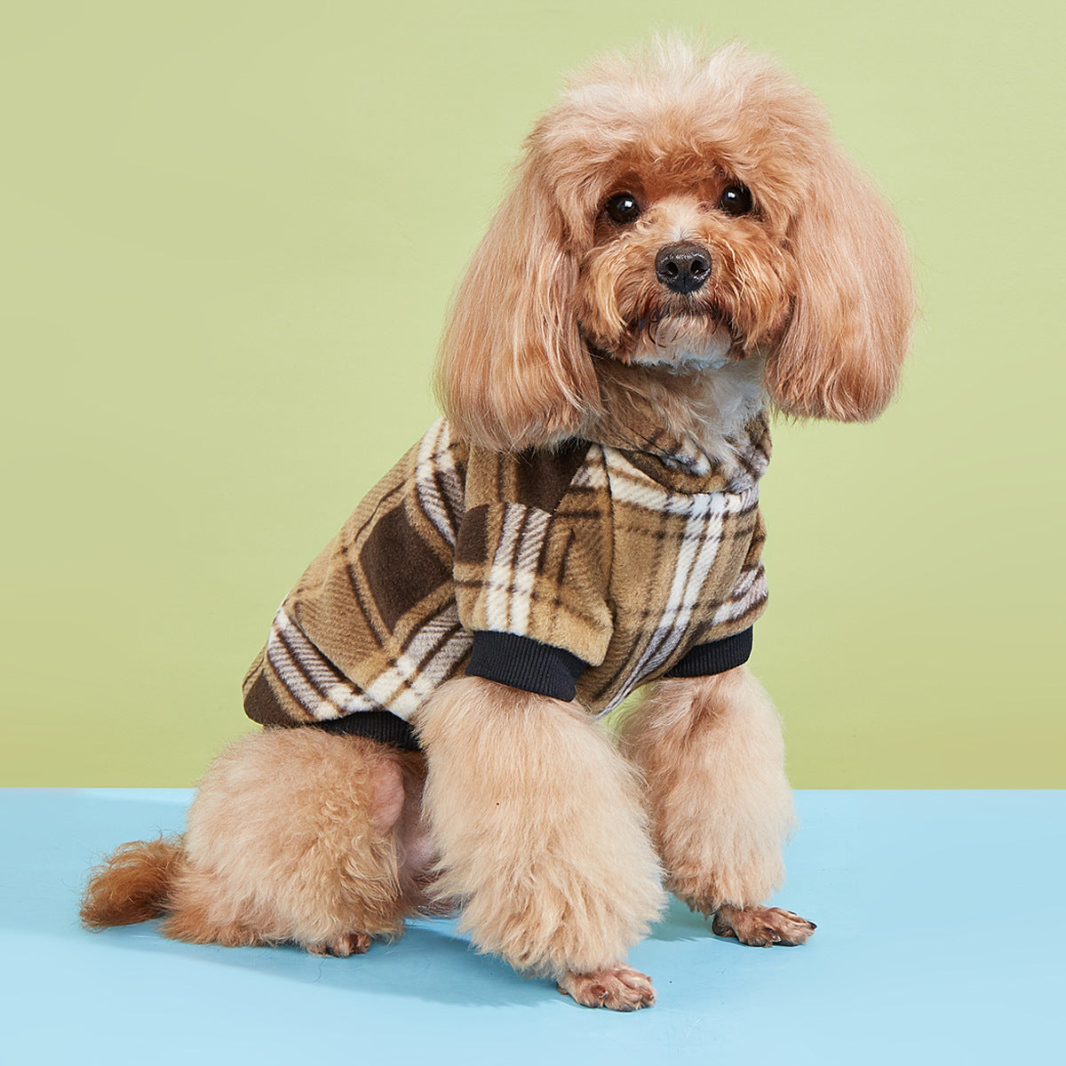 Plaid Warm Dog Hoodie | Anti-Lint Soft Winter Puppy Jacket for Small & Medium Dogs – Cozy Pet Sweater