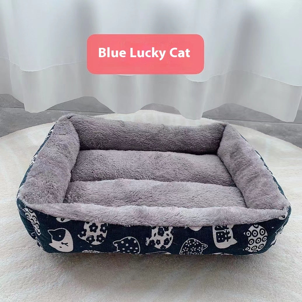Moisture-Proof Linen Pet Bed for Dogs & Cats | Breathable, Washable Floor Mat for Indoor Pets
