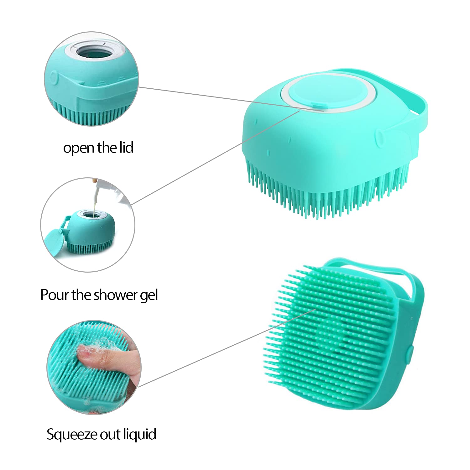 Pet Grooming Brush with Soap Dispenser for Dogs & Cats | Soft Silicone Bath Brush for Long & Short Hair