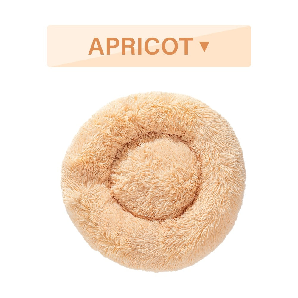 Fluffy Donut Dog Bed | Calming Plush Pet Bed for Dogs & Cats – Warm, Soft & Washable Comfort Bed