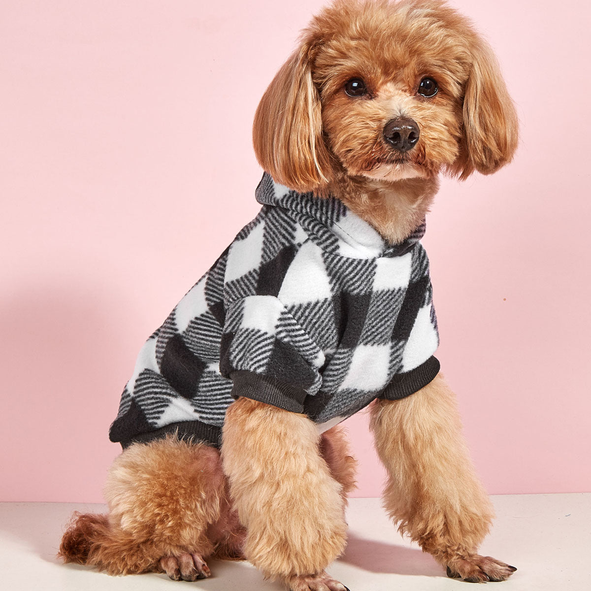 Plaid Warm Dog Hoodie | Anti-Lint Soft Winter Puppy Jacket for Small & Medium Dogs – Cozy Pet Sweater