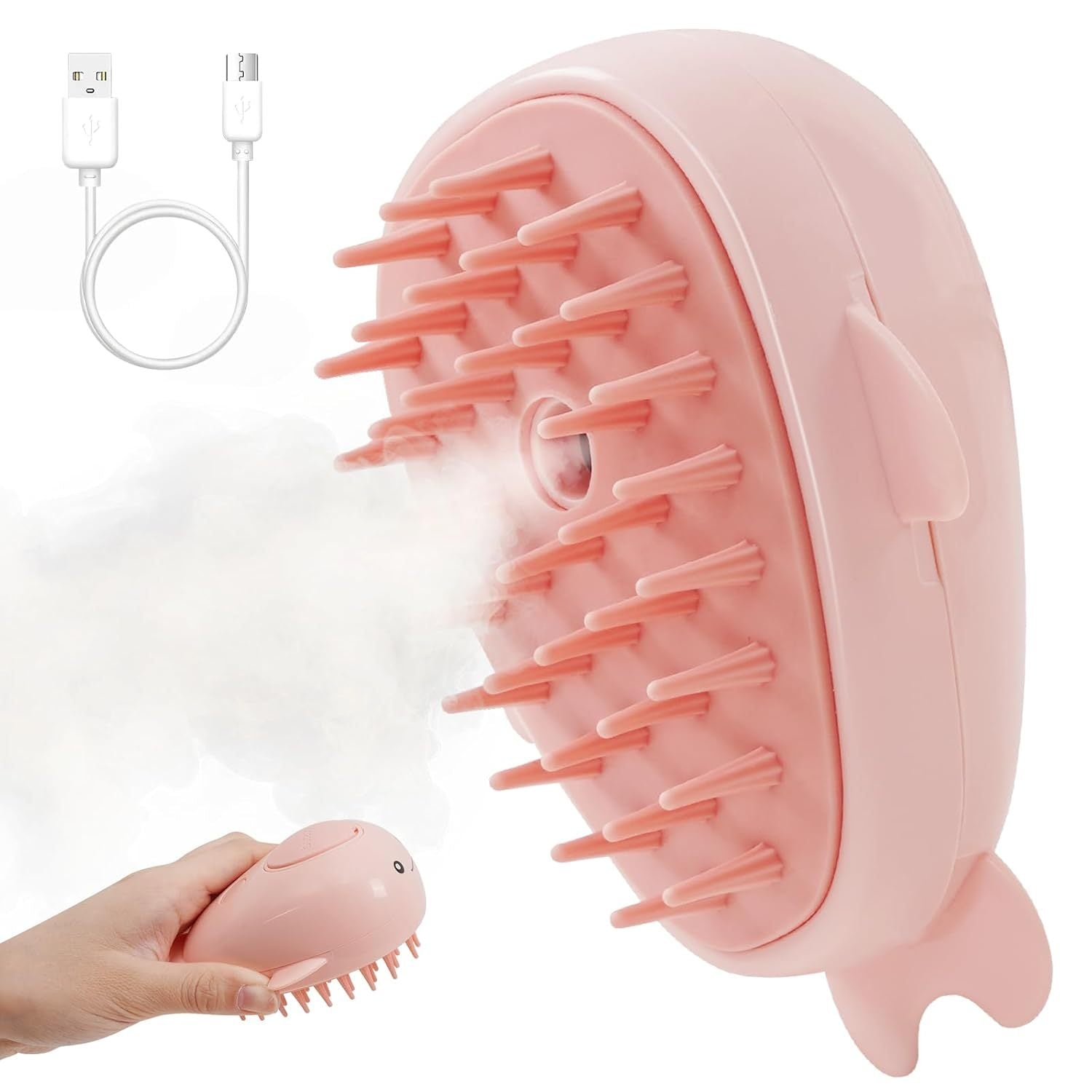 3-in-1 Pet Steam Groom Brush – Rechargeable Self-Cleaning Comb for Dogs & Cats