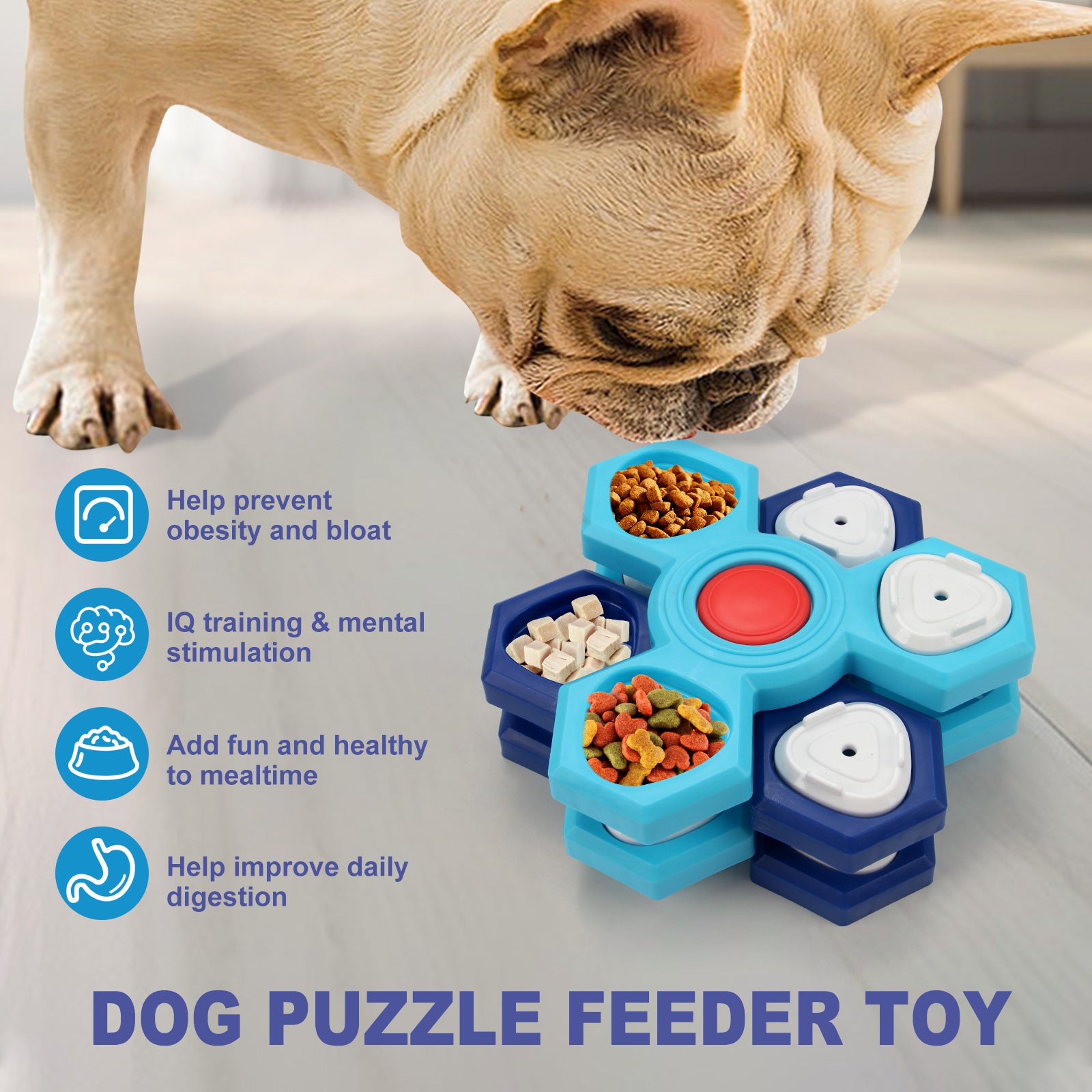 4-Layer Slow Feeder Puzzle Dog Bowl | Interactive Anti-Gulping Food Bowl for Healthy Digestion & Mental Stimulation
