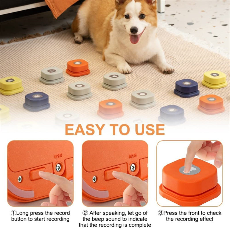 Smart Recordable Pet Talking Button – One-Click Voice Training Toy for Cats & Dogs (4 Colors)