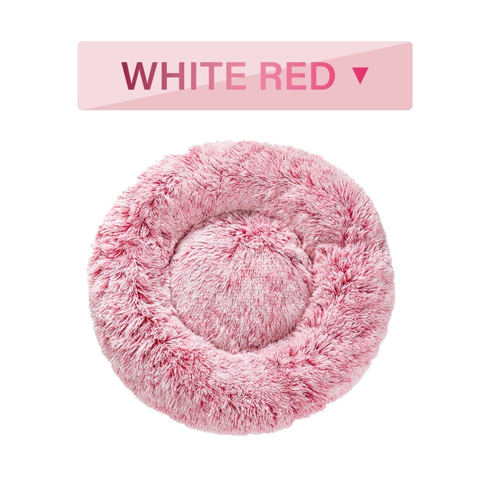 Fluffy Donut Dog Bed | Calming Plush Pet Bed for Dogs & Cats – Warm, Soft & Washable Comfort Bed