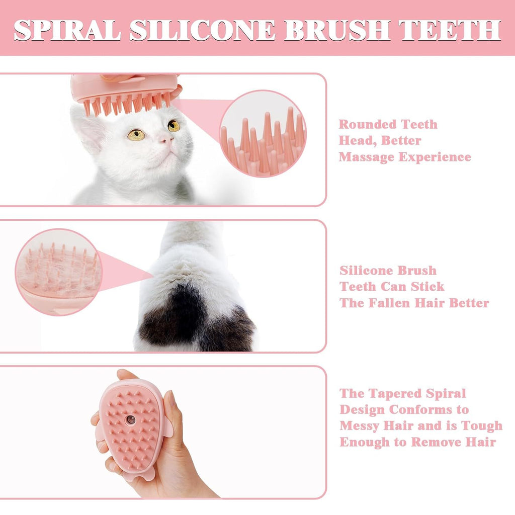 3-in-1 Pet Steam Groom Brush – Rechargeable Self-Cleaning Comb for Dogs & Cats