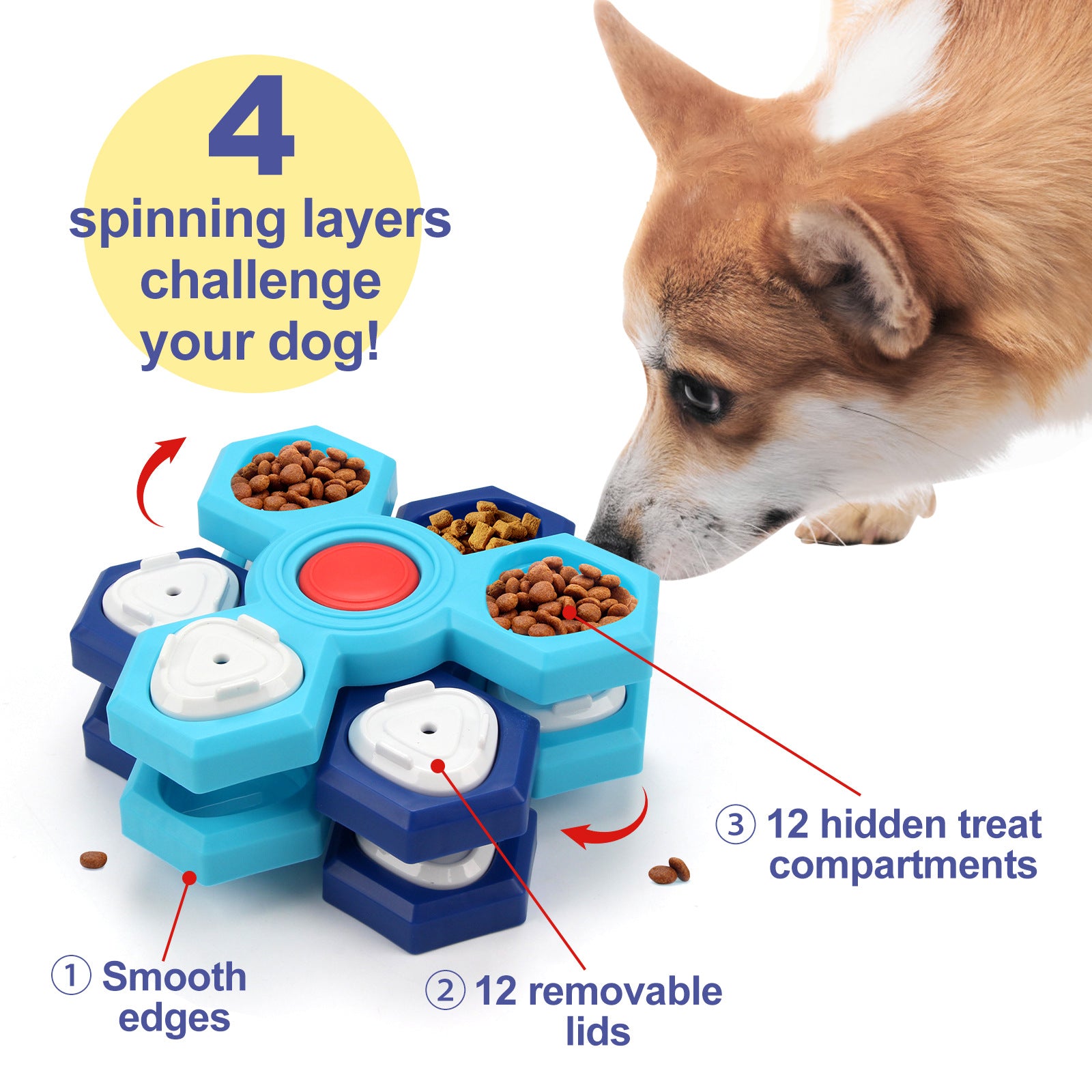 4-Layer Slow Feeder Puzzle Dog Bowl | Interactive Anti-Gulping Food Bowl for Healthy Digestion & Mental Stimulation