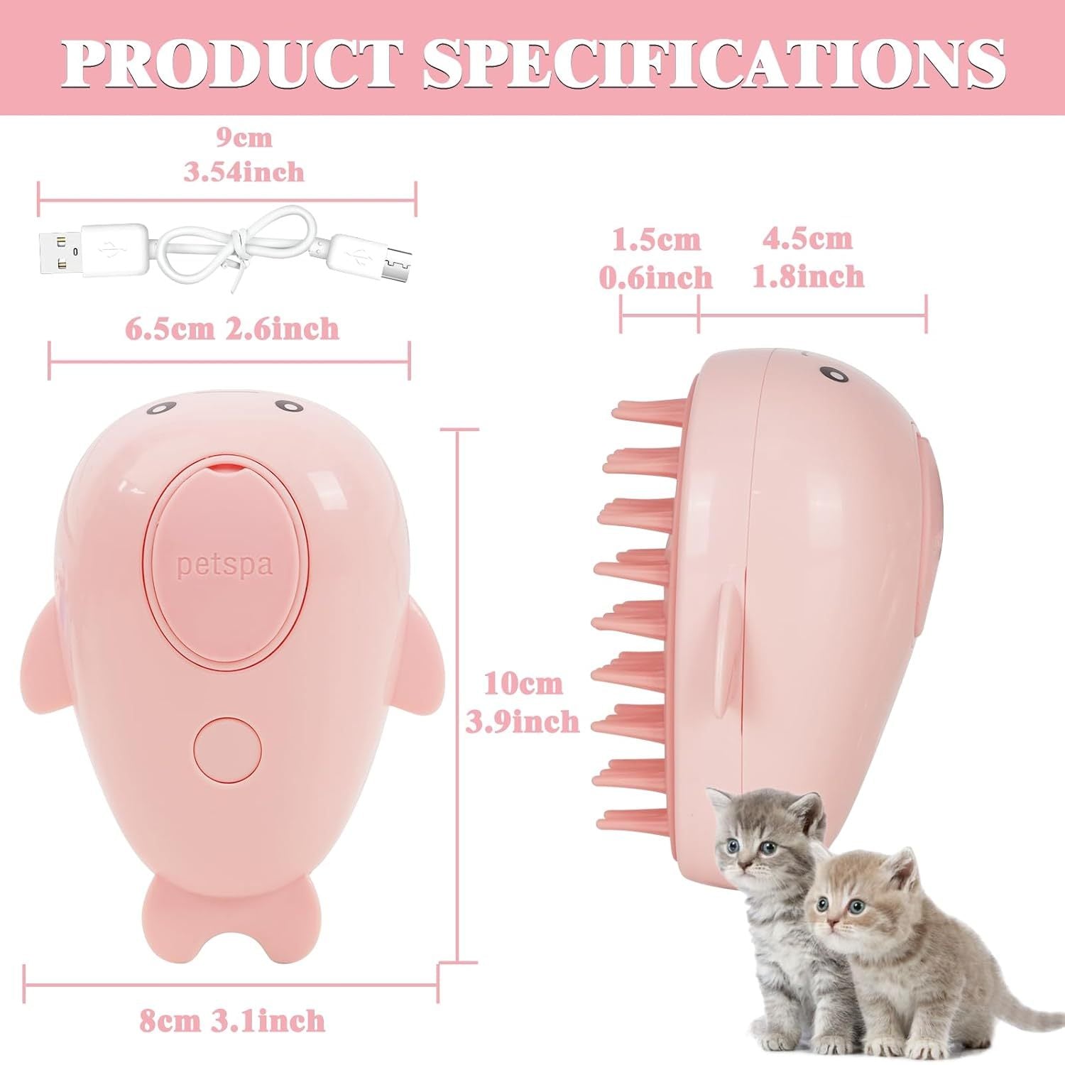 3-in-1 Pet Steam Groom Brush – Rechargeable Self-Cleaning Comb for Dogs & Cats